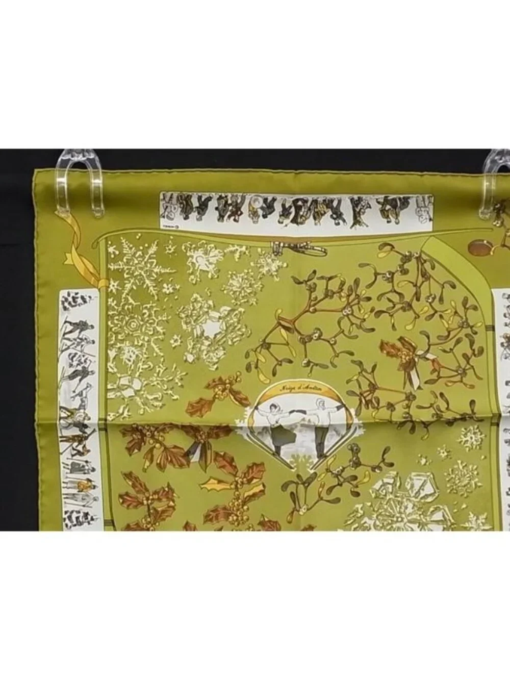 Hermes Neige D'antan Last Year's Carre 45 Petit Gavroche 100% Silk Scarf Green - Picture 2 of 5